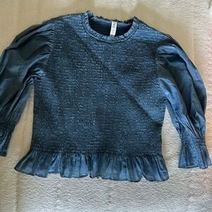 Zara smocked denim crop top